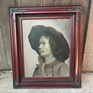 ANTIQUE Late 19th Century Civil War General Custer Framed Oil Painting on Canvas
